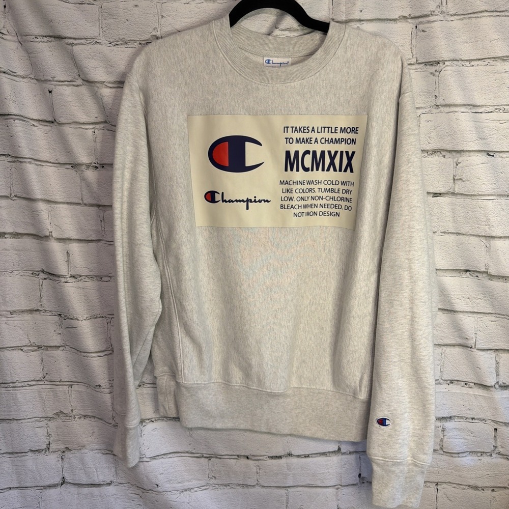 CHAMPION Urban Outfitters Reverse Weave MENS SWEATSHIRT Gray White Medium